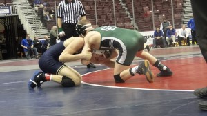 Central Dauphin's Tyson Dippery earned a 2-1 victory in Tie-Breaker at 138 lbs. against Franklin Regionals Josh Maruca