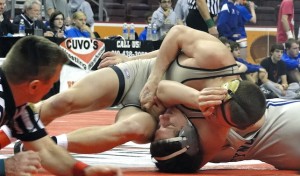 Returning State Runner-Up BECA's Zeke Moisey earns a pin in the Class AA State Team Finals against Reynolds.